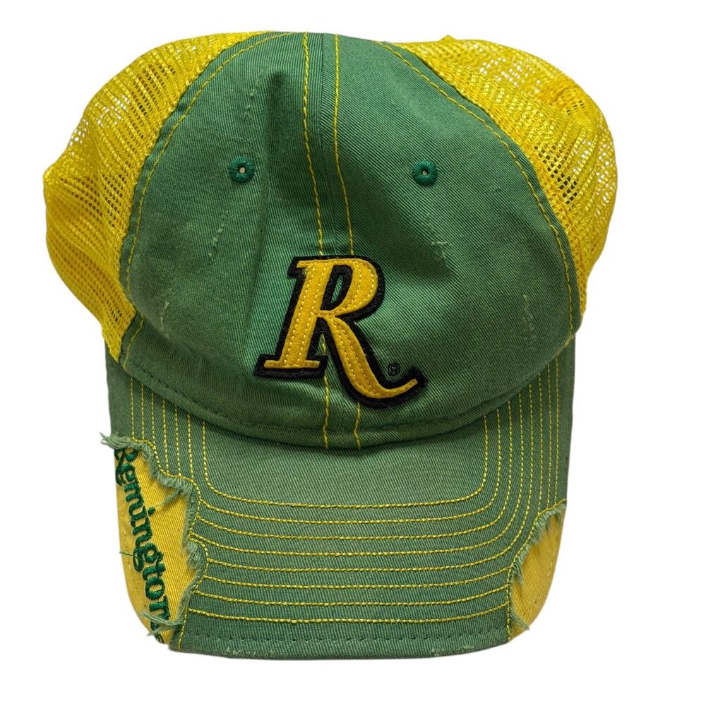 Remington Baseball Trucker Hunting Cap Hat Mesh Green Yellow OS
